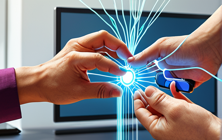 A visionary and dynamic illustration of a social worker's hands seamlessly merging with digital elements, symbolizing innovation and entrepreneurship. The scene should convey a bridge between traditional social care and modern, scalable solutions, with vibrant glowing lines connecting people and technology in a hopeful, inclusive setting.
