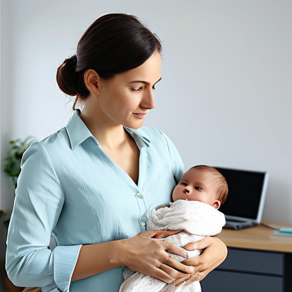 사회복지사 업무사례 분석 - ** A kind social worker in a bright, modern office, fully clothed in a professional blouse and slack...