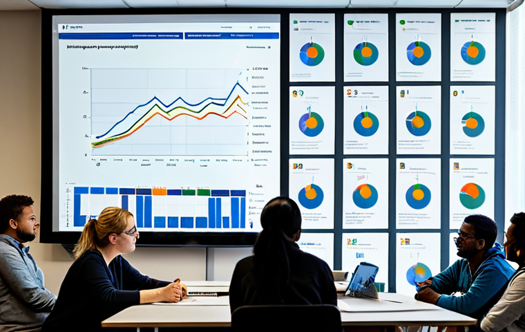 사회복지사와 복지 통계 분석법 - Community Empowerment Through Data Visualization**
"A group of diverse social workers and community...