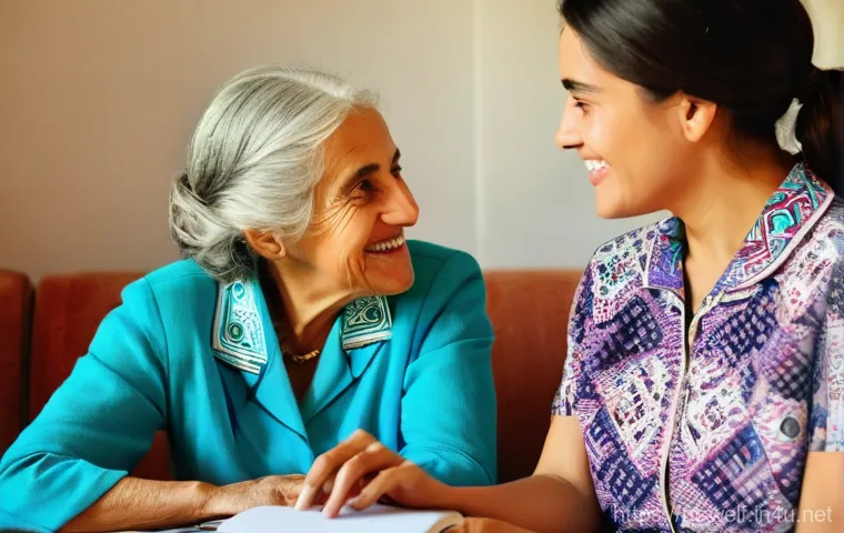 사회복지사 취업 성공 사례 - **Prompt: "A compassionate social worker, a woman in her late 30s with warm, understanding eyes, dre...