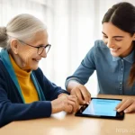 사회복지사 자격증 심화 과정 - **Prompt 1: Digital Bridge in Social Work**
    "A compassionate social worker, female, in her late ...