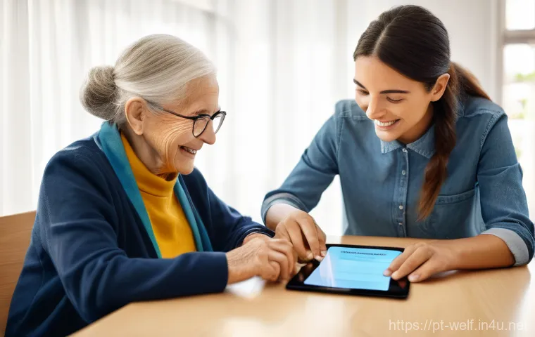 사회복지사 자격증 심화 과정 - **Prompt 1: Digital Bridge in Social Work**
    "A compassionate social worker, female, in her late ...